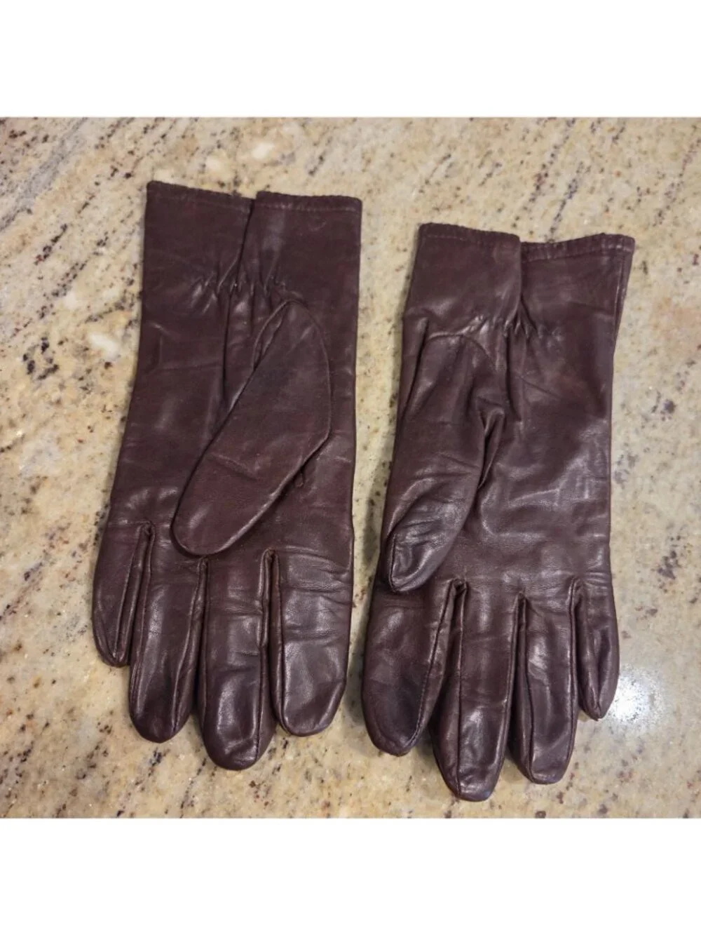 Vintage Womens Size M 7 Brown Leather Knit Lined Gloves Grandoe
